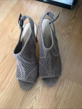 adidas Taupe Perforated Slingback Heels